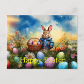 Peter Easter Bunny mit Ostereiern Feiertagspostkarte (Vorderseite)