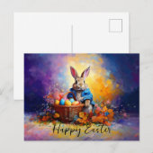 Peter Easter Bunny mit Ostereiern Feiertagspostkarte (Vorne/Hinten)