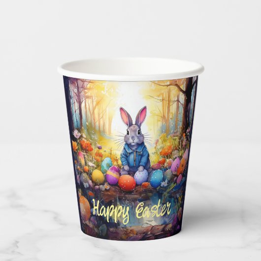 Peter Easter Bunny mit Ostereiern Pappbecher (Rückseite)