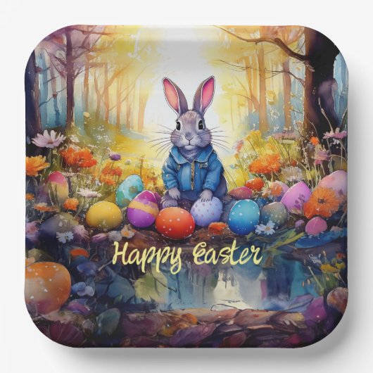 Peter Easter Bunny mit Ostereiern Pappteller (Vorderseite)