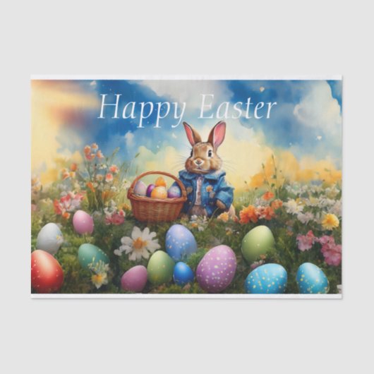 Peter Easter Bunny mit Ostereiern Seidenpapier (Vorderseite)