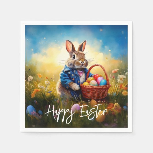 Peter Easter Bunny mit Ostereiern Serviette (Vorderseite)