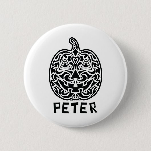 Peter Halloween Sugar Skull Design Button (Vorderseite)