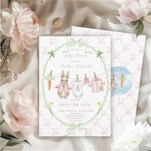 Peter Hase Mädchen Wäscheleine Baby Shower Einladung