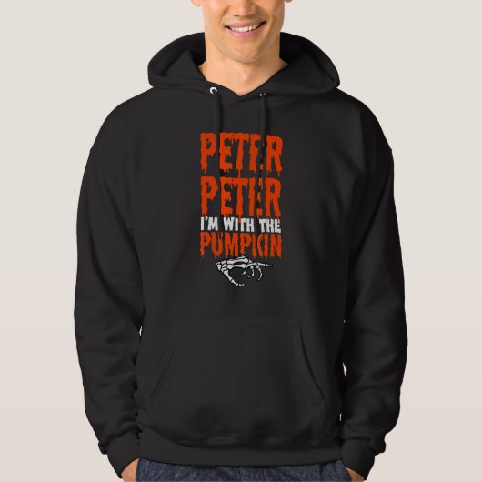 Peter I. ist mit dem Pumpkin Halloween Kostümcoupl Hoodie (Vorderseite)