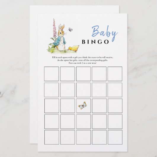 Peter Kanbit Baby Shower Bingo Spiel (Vorne/Hinten)
