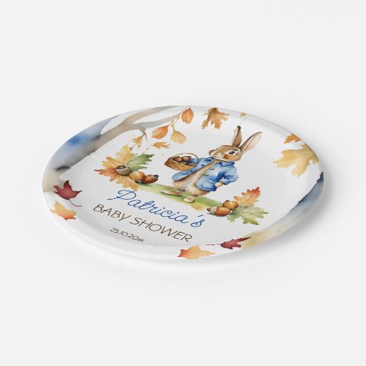 Peter Kaninchen Herbst Baby Duschgeschirr Pappteller (Schrägansicht)