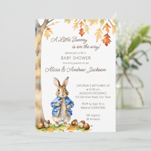 Peter Kaninchen Herbst Thema Babydusche Vorlage (Stehend Vorderseite)