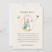 Peter Kaninchen Mädchen Dusche Danke Karte (Vorderseite)