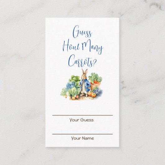 Peter Kaninchen raten, wie viele Karotten Begleitkarte (Vorderseite)