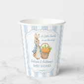 Peter Kaninchen staubige blaue Streifen Babydusche Pappbecher (Rückseite)