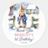 Peter Kaninchen Winter Geburtstagsfeier Runder Aufkleber (Vorderseite)