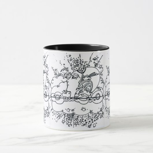 Peter Max 60er Black & White zeichne Tasse (Zentrum)