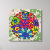 "peter max art style" lächelnde Blume Ball Leinwan Leinwanddruck (Vorderseite)