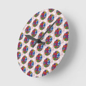 Peter Max bunte Aquarellfarbe Daisy Blumenkugel Runde Wanduhr (Winkel)