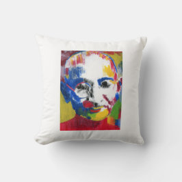 Peter Max farbenfroh Wasserfarbe Mahatma Gandhi Kissen