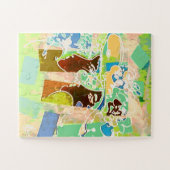 Peter Max farbenfrohe Aquarell-Blumenhütten Puzzle (Horizontal)