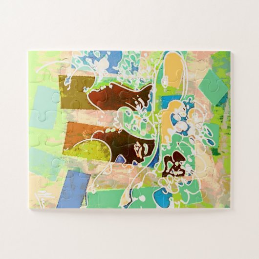 Peter Max farbenfrohe Aquarell-Blumenhütten Puzzle (Horizontal)