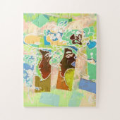 Peter Max farbenfrohe Aquarell-Blumenhütten Puzzle (Vertikal)