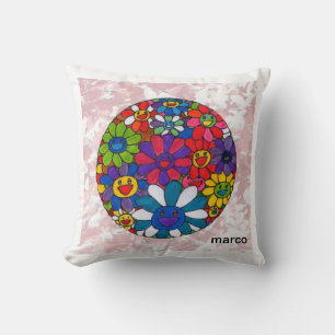 Peter Max farbenfrohe Aquarell Täglich Blumenball Kissen