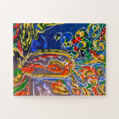 Peter Max farbenfrohe Aquarellvase mit Blume Puzzle (Horizontal)