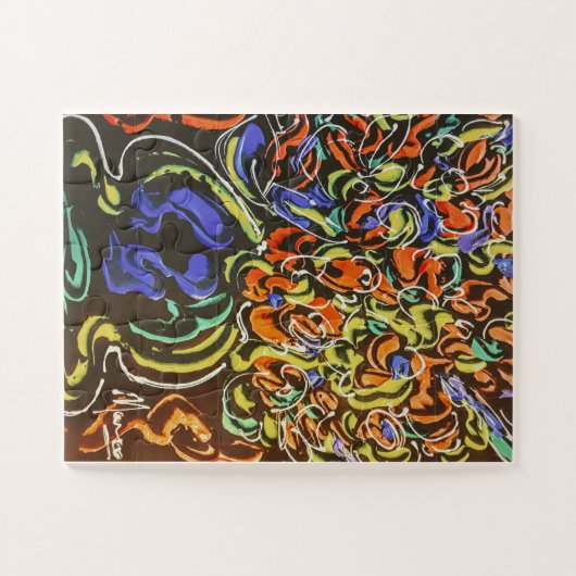 Peter Max farbenfrohe Aquarellvase mit Blume Puzzle (Horizontal)