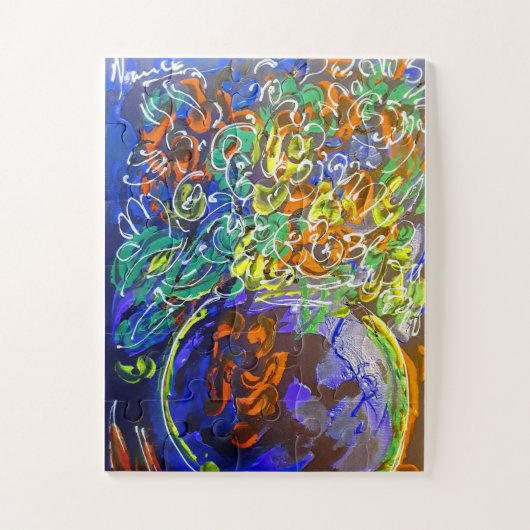 Peter Max farbenfrohe Aquarellvase mit Blume Puzzle (Vertikal)