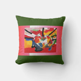 Peter Max farbenfrohe Wasserfarbe Herzmuster Kissen