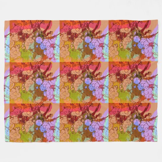 Peter Max farbiges Aquarellmuster Fleecedecke (Vorderseite (Horizontal))