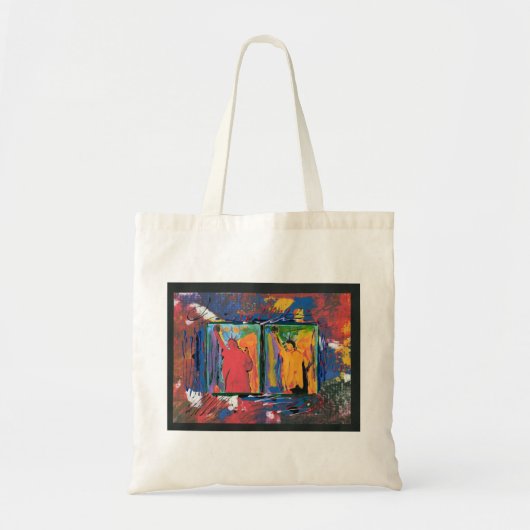 Peter Max Stil Original Acrylmalerei Tragetasche (Vorne)