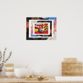 Peter Max Stil Original signierte Acrylmalerei Poster (Küche)