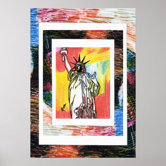 Peter Max Stil Original signierte Acrylmalerei Poster (Vorne)