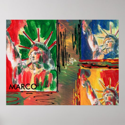 Peter Max Stil Original signierte Acrylmalerei Poster (Vorne)