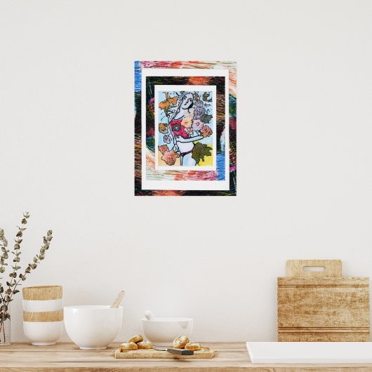 Peter Max Stil Original signierte Acrylmalerei Poster (Küche)