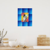 Peter Max Stil Original signierte Acrylmalerei Poster (Küche)