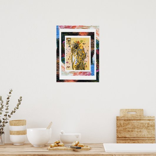 Peter Max Stil Original signierte Acrylmalerei Poster (Küche)