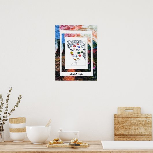 Peter Max Stil Original signierte Malerei Poster (Küche)