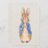 Peter mit Beige Linen Hintergrund Einladung (Vorne/Hinten)
