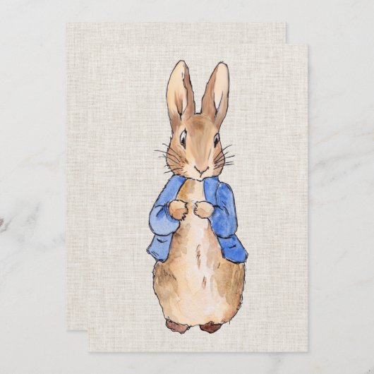 Peter mit Beige Linen Hintergrund Einladung (Vorne/Hinten)