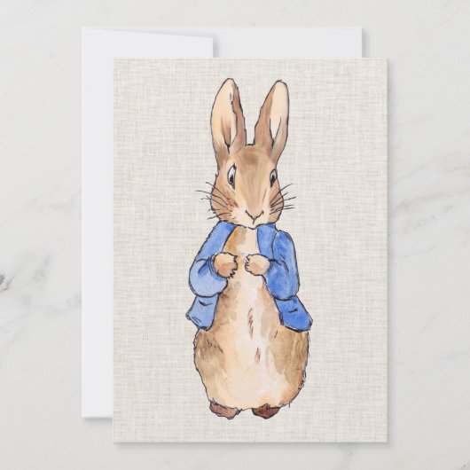 Peter mit Beige Linen Hintergrund Einladung (Vorderseite)