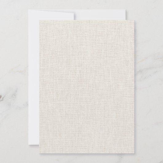 Peter mit Beige Linen Hintergrund Einladung (Rückseite)