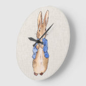 Peter mit Beige Linen Hintergrund Große Wanduhr (Winkel)