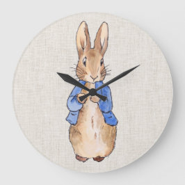 Peter mit Beige Linen Hintergrund Große Wanduhr