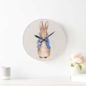 Peter mit Beige Linen Hintergrund Große Wanduhr (Zuhause)