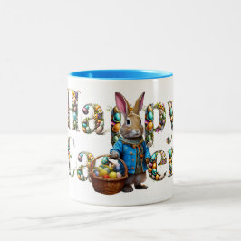 Peter mit Ostereig Basket Happy Oaster Zweifarbige Tasse