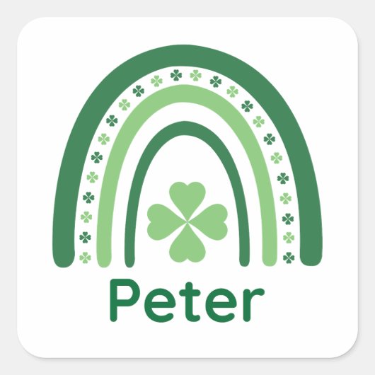 Peter Name Clover Boho Rainbow Quadratischer Aufkleber (Vorderseite)