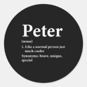 Peter Name Definition Funny D Runder Aufkleber (Vorderseite)