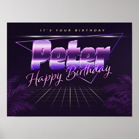 Peter Name Vorname lila retro Poster Geburtstag (Vorne)