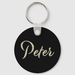 Peter Name whitegold Button Schlüsselger Schlüsselanhänger