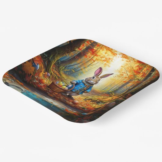 Peter Oaster Bunny mit Ostereier-Körbchen Pappteller (Gewinkelt)